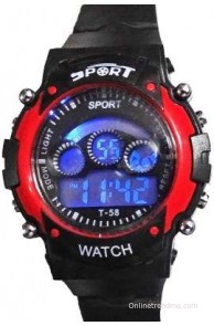 Hala Red In Black Sport Digital Watch - For Boys, Girls